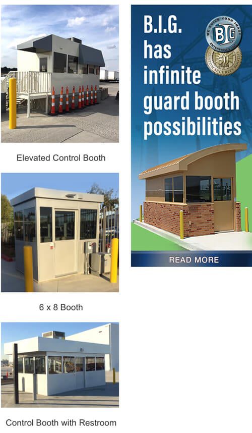 Various styles of B.I.G. Enterprise guard booths