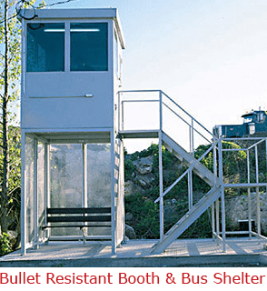 A bullet resistant guard booth and bus shelter